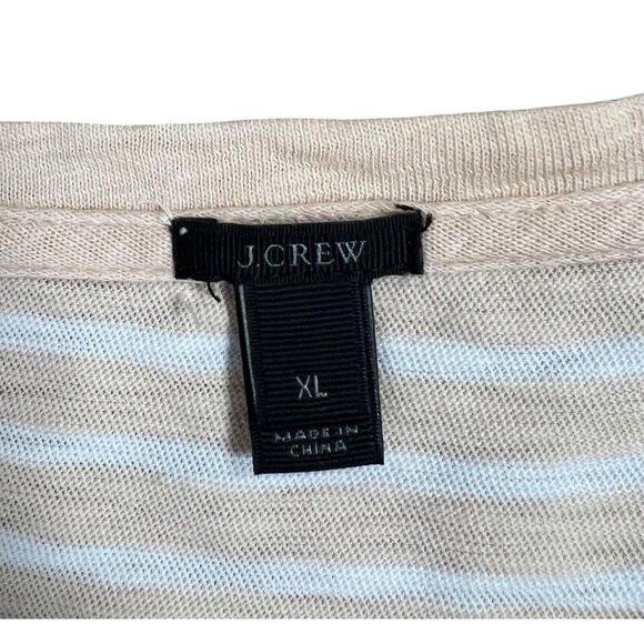 J CREW Women’s XL Striped Top t-shirt Short Sleeves Stretch Cotton Beaded - Picture 3 of 6